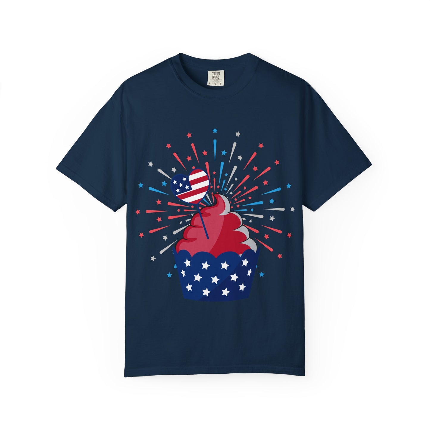 Patriotic Cupcake T-Shirt — USA Flag Firework 4th of July Tee