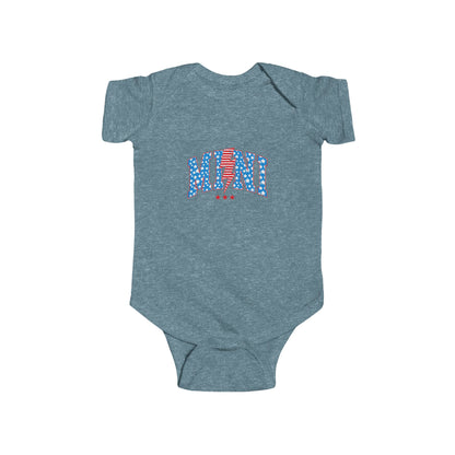 Infant Bodysuit "MOM" Patriotic Stars & Stripes Baby Onesie — 4th of July, Newborn Gift