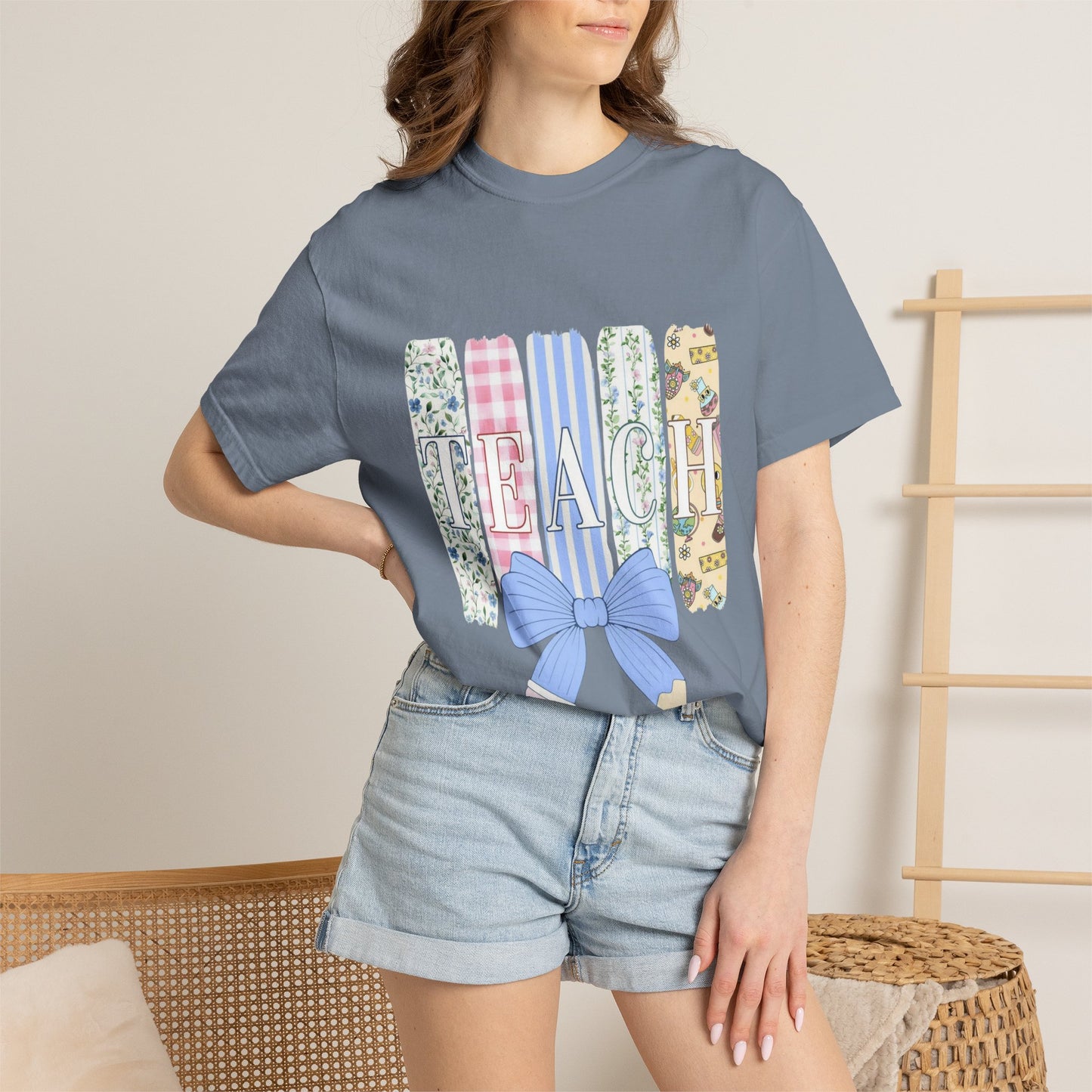 Teacher Floral Pencil Bow T-Shirt