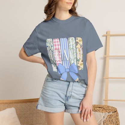 Teacher Floral Pencil Bow T-Shirt