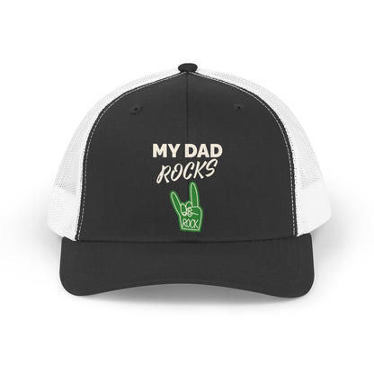 Trucker Hat — "My Dad Rocks" Retro Foam Finger Dad Cap
