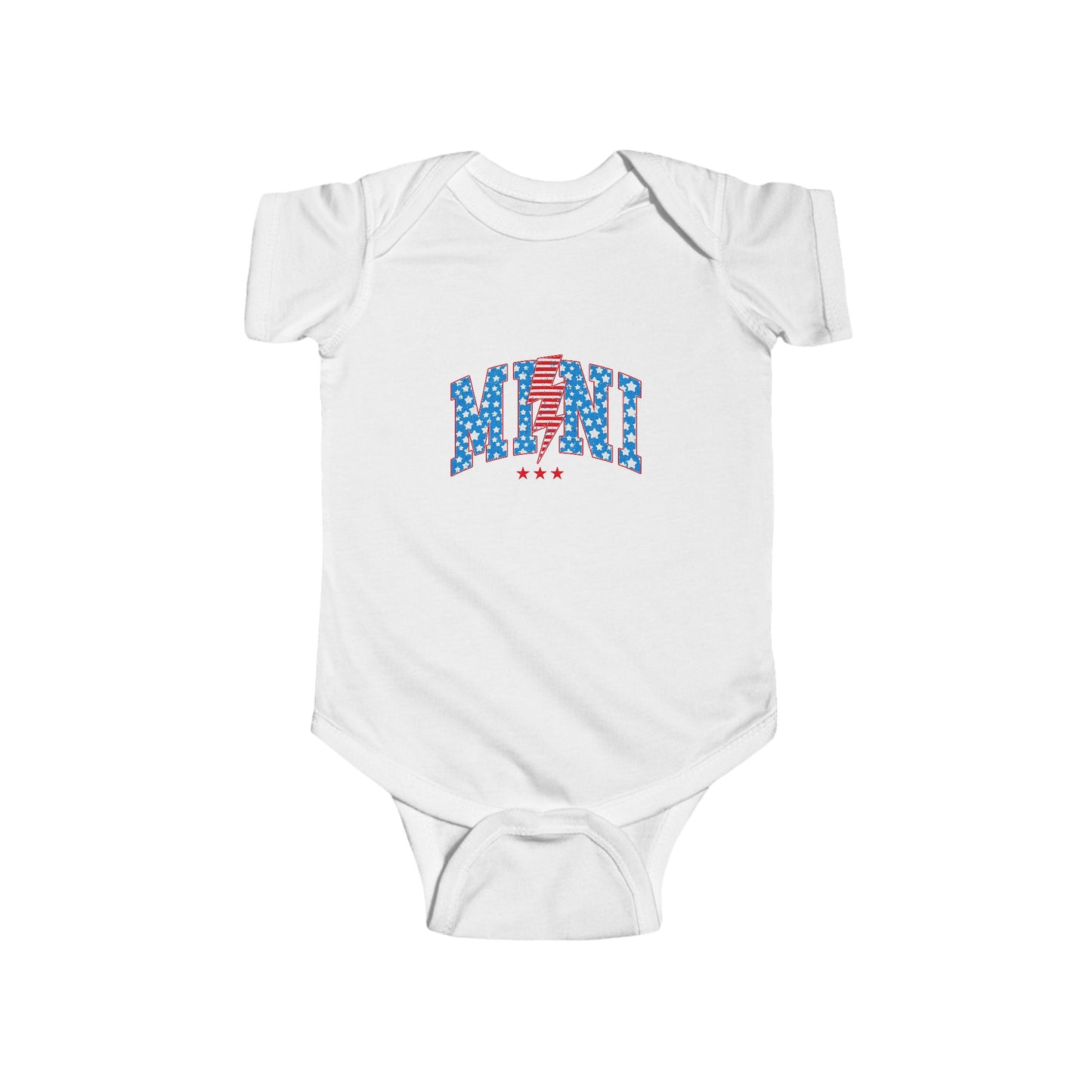 Infant Bodysuit "MOM" Patriotic Stars & Stripes Baby Onesie — 4th of July, Newborn Gift