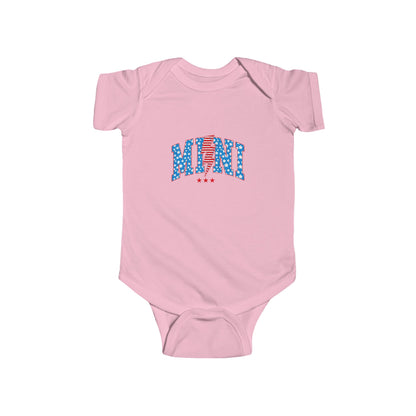 Infant Bodysuit "MOM" Patriotic Stars & Stripes Baby Onesie — 4th of July, Newborn Gift