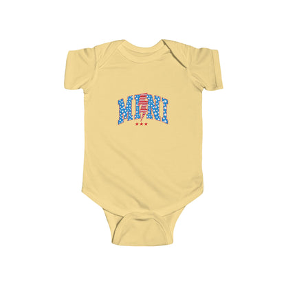 Infant Bodysuit "MOM" Patriotic Stars & Stripes Baby Onesie — 4th of July, Newborn Gift