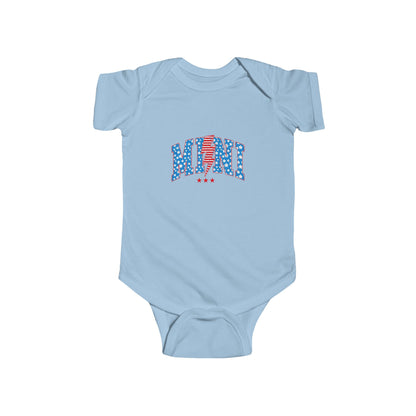 Infant Bodysuit "MOM" Patriotic Stars & Stripes Baby Onesie — 4th of July, Newborn Gift