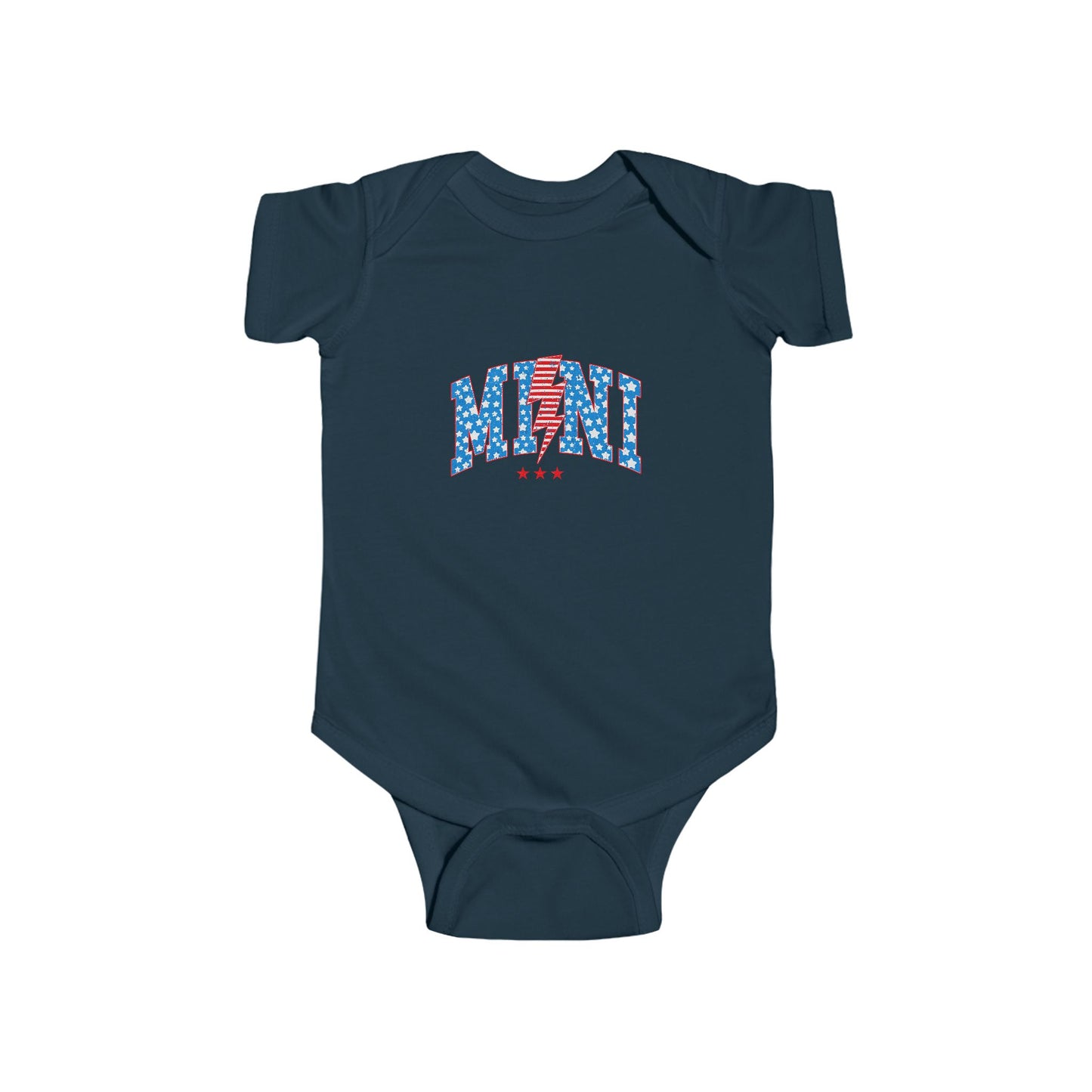 Infant Bodysuit "MOM" Patriotic Stars & Stripes Baby Onesie — 4th of July, Newborn Gift