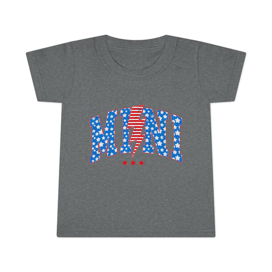 Toddler T-Shirt — "Mini" Patriotic Stars & Stripes Lightning Bolt