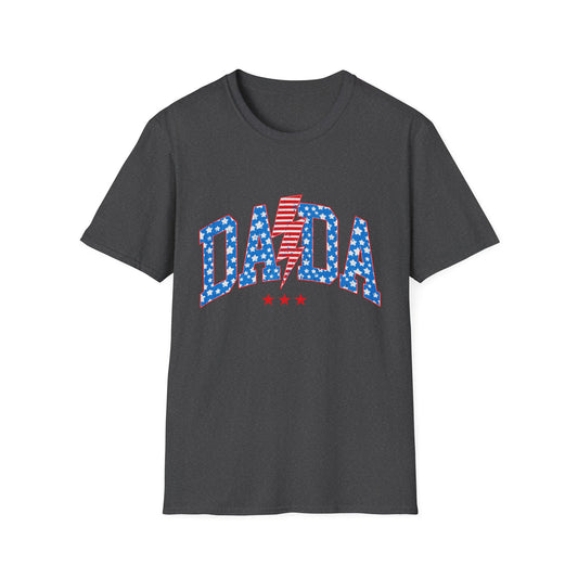 DADA Patriotic Lightning T-Shirt — American Flag Stars & Stripes Dad Tee